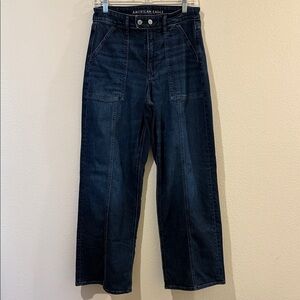 American Eagle Outfitters Dark Blue High Waist, Flare Jeans